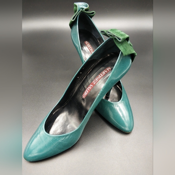 Vintage Shoes Women MARTINEZ VALERO Spain Genuine leather Suede  Turquoise 80s - Picture 3 of 6